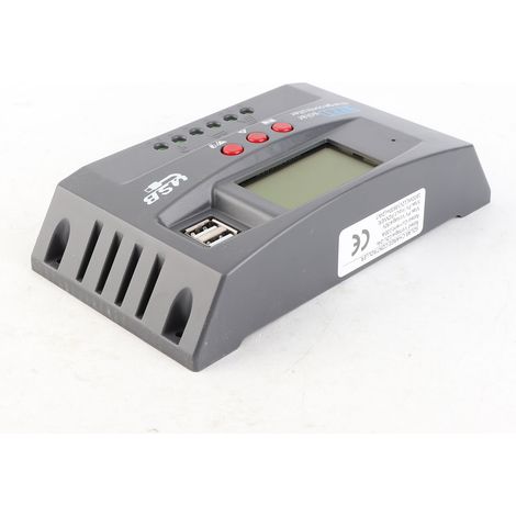 Régulateur solaire 12V/24V à identification automatique, écran LCD, chargeur solaire double USB (1/5)