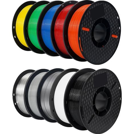 Filamento per stampante 3D, 10 kg, diametro 1,75 mm, 10 kg di PETG di colori assortiti, 10 kg di PETG di colori misti. (1/2)
