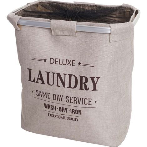 Wäschesammler HHG-580, Laundry Wäschebox Wäschekorb Wäschebehälter mit Netz, 1 Fach 56x49x30cm 82l beige