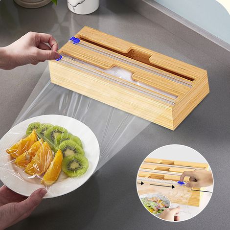 Film Alimentaire Organisateur de Tiroir 3-en-1, Distributeur pour Papier Aluminium, Film Étirable et Papier Cuisson (1/4)