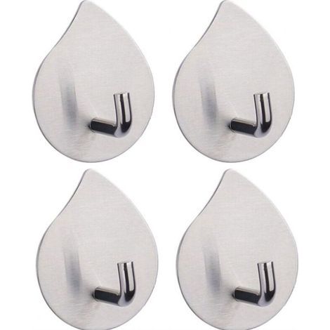 Set of 4 Adhesive Stainless Steel Wall Hooks – Sturdy Towel Rack, No Drilling Required for Bathroom and Kitchen (1/5)