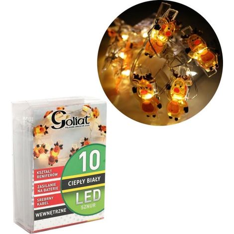 LED-Rentier-Weihnachtsbeleuchtung mit Clips, 10 Stück, braun, batteriebetrieben, Länge 130 cm (1/5)