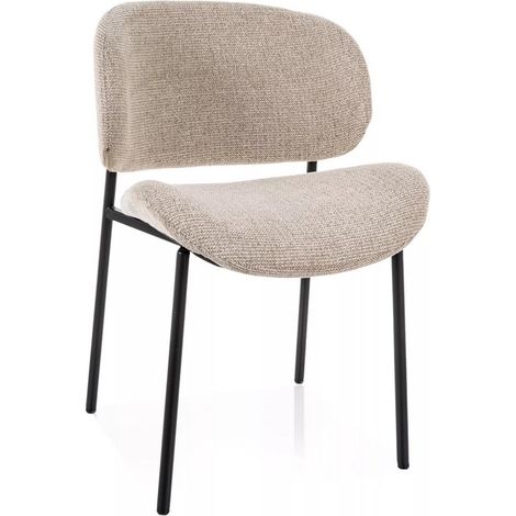 Chaise de salle moderne en tissu beige et pied métal Lovel (1/3)