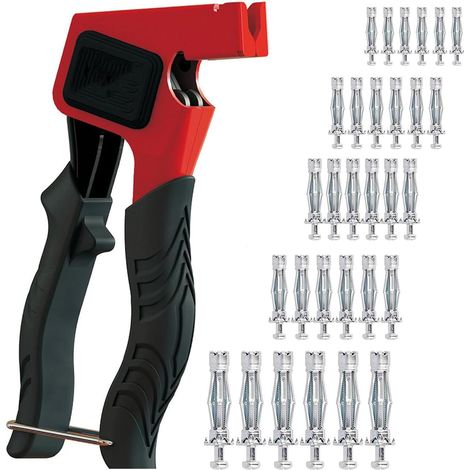 Kit d outils de Réglage D ancrage Mural, Cheville Molly, Outil de Réglage en Métal pour Ancrage Mural Robuste, avec 30 vis d Ancrage Murales Creuses, Set de Pinces pour Chevilles Creuses (1/5)