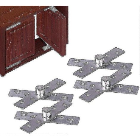4 charnières pivotantes en acier inoxydable, charnières de porte pivotantes invisibles à rotation à 360 degrés, charnières de porte supérieures et inférieures, pour portes de placards et fenêtres Shib (1/5)