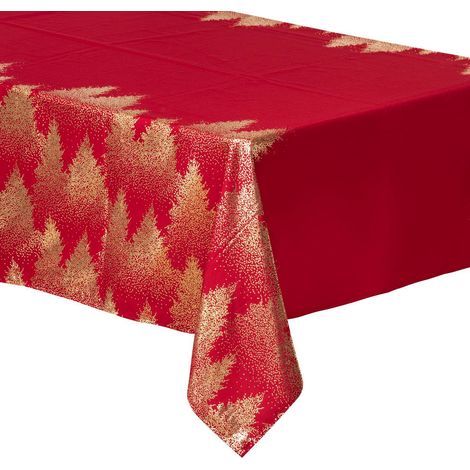 Bedruckte Tischdecke Tanne 140x240cm Rot und Gold - Feeric lights & christmas