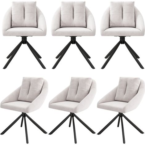 Chaise de salle à manger pivotante moderne en velours beige, élégante et confortable, tissu en velours respirant, design ergonomique, chaise pivotante grise élégante - six chaises (1/5)