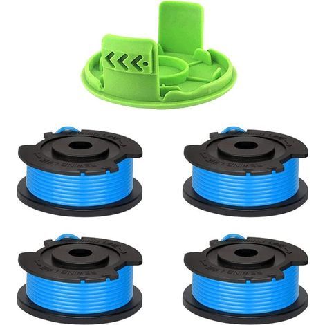 Greenworks G24LT Bobine de fil de débroussailleuse 4,9 m de long 1,65 mm de diamètre pour débroussailleuse Greenworks 24 V G24LTK2 G24LT30M G24LT30MK2 (4 bobines + 1 capuchon) H764 (1/5)