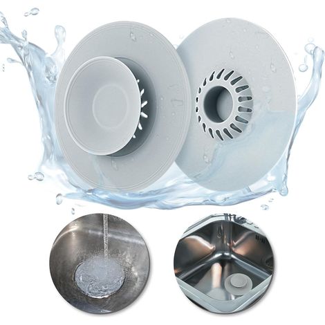 Lntyq Bouchon de Vidange en Silicone 2 Pcs,Bouchon Baignoire Universel,Bouchon Evier de Cuisine Anti Odeur,Filtre Cheveux Douche 10.9 cm,Plug Evier pour Lavabo, Baignoire,Douche