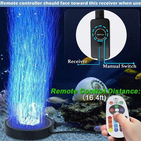 Lampe à bulles LED pour aquarium, diffuseur d'air télécommandé, 16 couleurs et 4 effets lumineux pour la décoration d'aquarium. (1/5)
