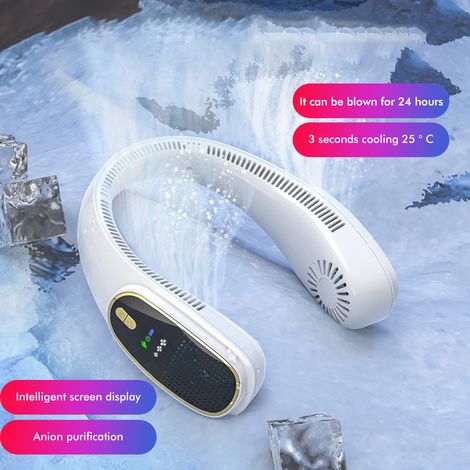 Tragbarer, freihändiger Nackenventilator, USB-aufladbar, klingenlos, leise und persönlich – ideal für Outdoor-Sport, Büro und Reisen. Perfekt für Sport, Reisen und Büro. (1/5)