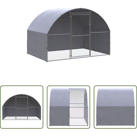 Enclos pour volailles - Poulailler d'extérieur 3x2x2 m Acier galvanisé (1/5)