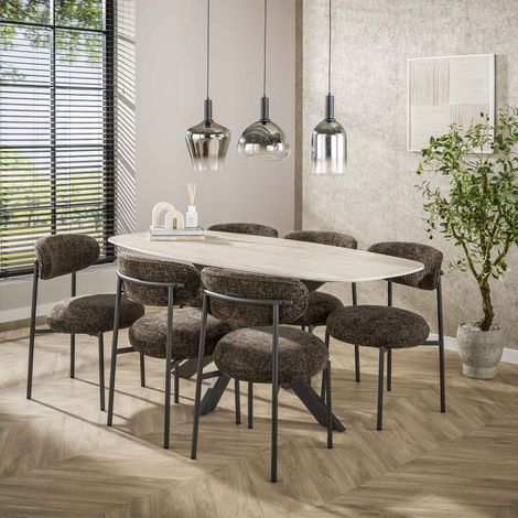 Esstisch Valente Oval Travertin Keramik 180 cm