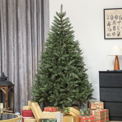 Sapin de Noël artificiel, 180 cm, branches pliables, pied en métal, polyvalent, vert (1/5)