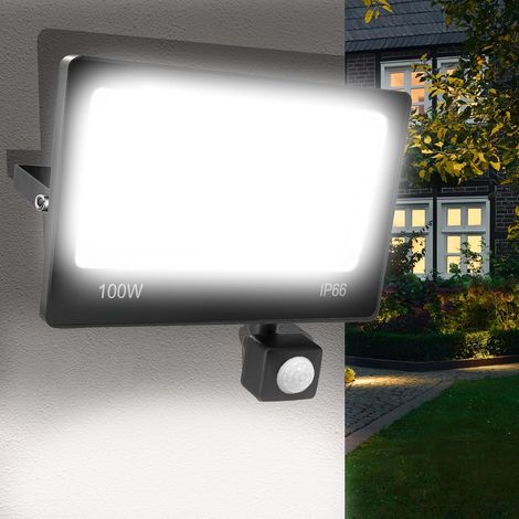 Projecteur Led Extérieur Detecteur de Mouvement, 100W 10000LM IP66 Etanche Éclairage Exterieur, 6500K Lampes de SéCurité D'ExtéRieur Avec dé Tecteur de Mouvement pour Garage, Cour, Jardin (1/5)