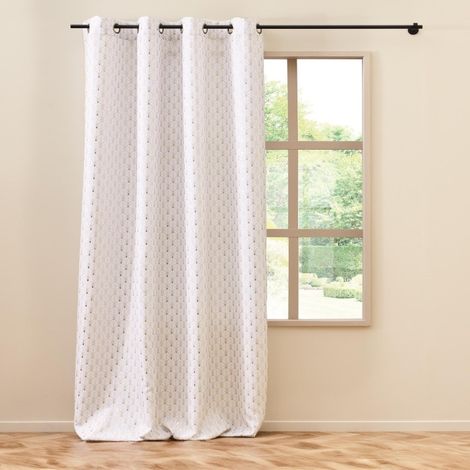 Rideau à œillets 140 x 280 cm en polyester imprimé métallisé – Piana Naturel (1/5)