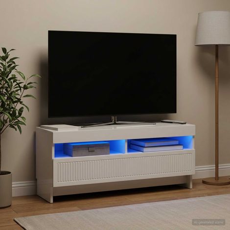 vidaXL LED TV Cabinet EDE 100 x 35 x 43 cm High Gloss White (1/5)