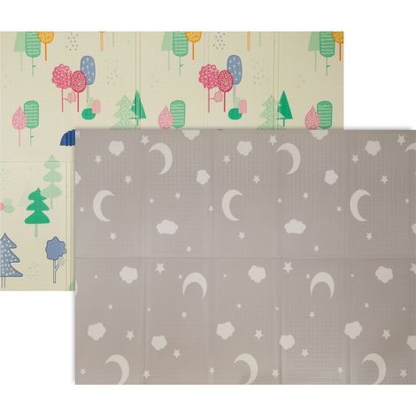 Relaxdays Tappetino gioco pieghevole 200 x 150 cm, XPE, nuvole e stelle, per bambini/gattonare, multicolore