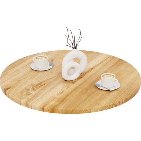 LAMO Manufaktur Plateau de table rond 80 cm en bois naturel Dessus rond de table à manger, de cuisine, de bistrot Épaisseur : 28 mm Couleur : Rustique