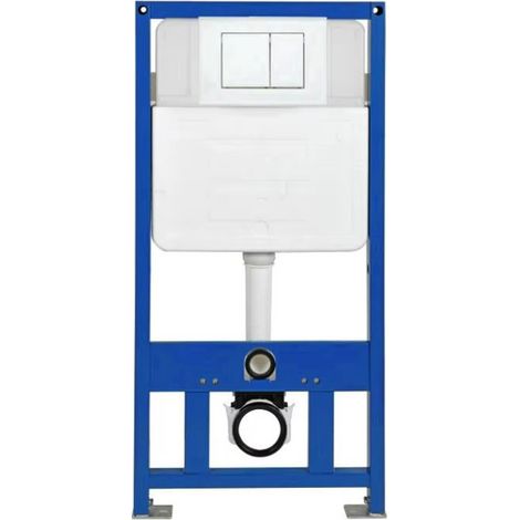 Pack WC avec cuvette suspendue murale, réservoir encastré invisible, système de chasse durable, support métallique et plaque de commande blanche pour salle de bain (1/5)