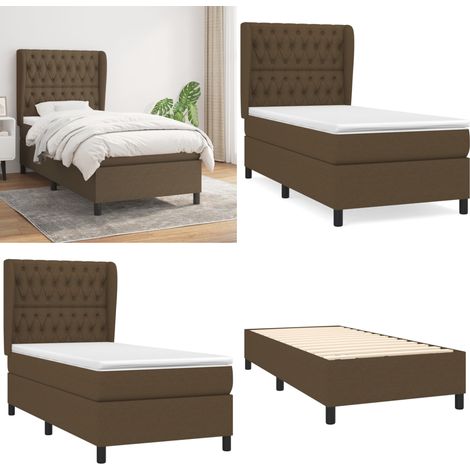Boxspringbett mit Matratze Dunkelbraun 100x200 cm Stoff - Boxspringbett - Doppelbett - Bettenrahmen - Lattenrost - Massivholzbette - Home & Living (1/5)