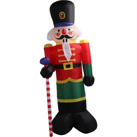 Soldat gonflable de Noël 2,4m en polyester réutilisable imperméable décoration extérieure prise UE 220V (1/5)