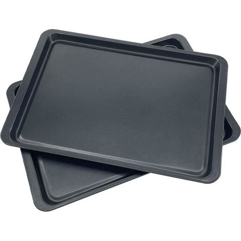 Lot de 2 Plaque de Cuisson Antiadhésive Plaques à Pâtisserie Rectangulaire pour Four et Grill 37x25.5x1.6cm (1/4)