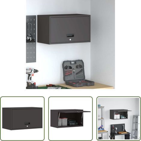 Wandregal - Wandschrank für die Garage mit Gasdrucklift-Tür Schwarz (1/5)
