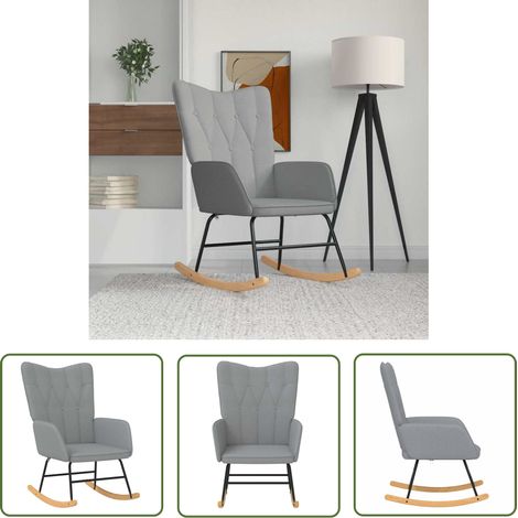 The Living Store Chaise à bascule Gris clair Tissu - Fauteuil À Bascule - Chaise Relaxante - Chaise Moderne - Chaise Confortable - Mobilier De Salon (1/5)
