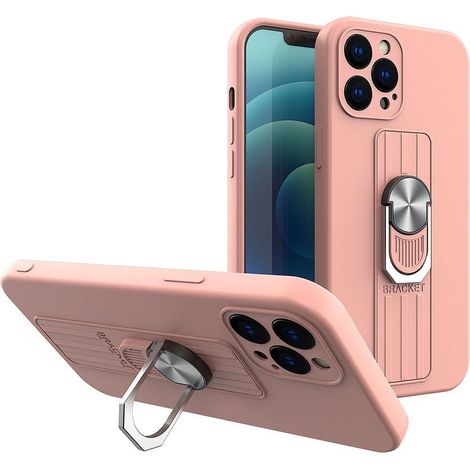 Custodia Ring Case in silicone con anello per le dita e supporto per Samsung Galaxy S22, colore rosa (1/5)