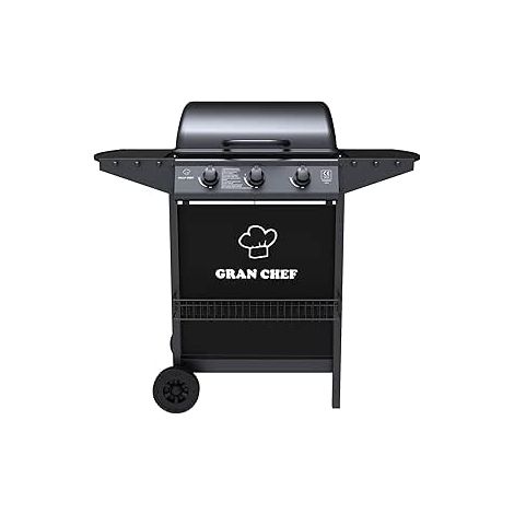 Barbecue a Gas 3 Fuochi Thomas Fuoco Principale da 2,9 kW Accensione Piezoelettrica in Acciaio Smaltato Nero (1/2)