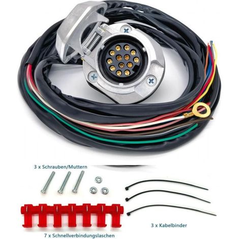 Connecteur de remorque en alliage d'aluminium, 13 conducteurs, faisceau de câbles de 2 mètres, style européen, 2 mètres