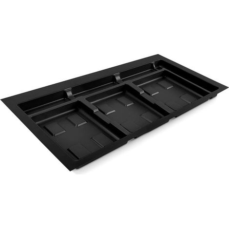 emuca base para contenedores de cajón cocina recycle, 3 huecos, módulo 900mm, plástico, negro