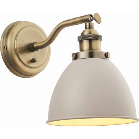 Endon Franklin - 1 Light Taupe Satinato da Parete, Piatto Ottone Antico, E14