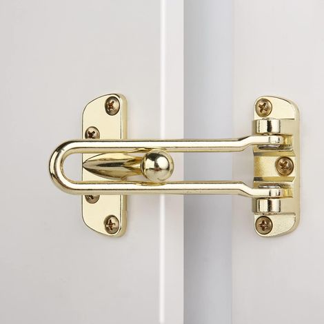 Serrure de porte de sécurité pour la maison, barre pivotante, loquet de protection antivol pour porte avant et intérieure (Doré)