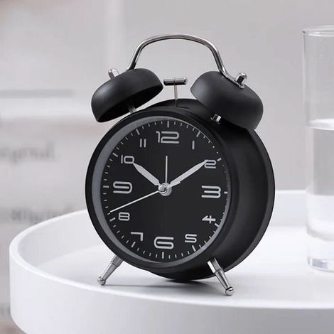 Réveil matin lumineux - 4 pouces - Alarme - Décoration - Noir (1/4)