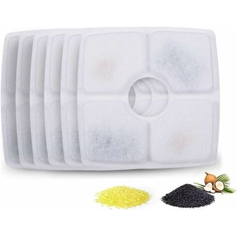 Filtre à eau pour abreuvoir pour chat, recharge carrée, filtre à eau avec charbon actif et résine pour abreuvoir, 6 pièces (1/5)
