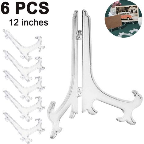 Chevalets en plastique de 30 cm (6 pièces) pour présentoirs à assiettes et cadres photo. (1/5)