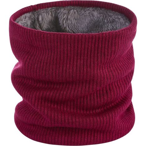 Cache-cou, écharpe chauffe-cou d'hiver, coupe-vent, élastique, doublure en maille douce et épaisse, 21 x 24 cm, rose violet (1/5)