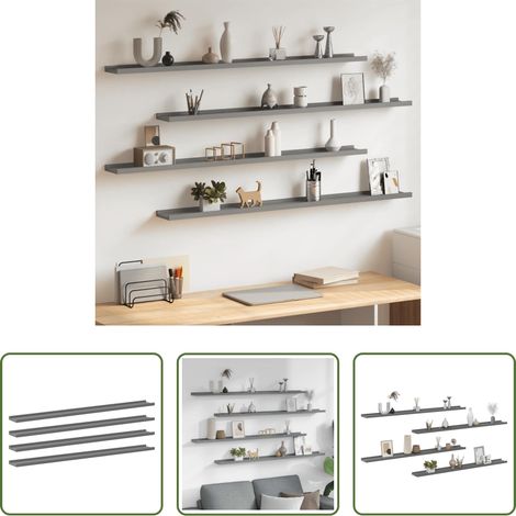 Wandregale - Wandregale 4 Stk. Grau 115x9x3 cm (1/5)