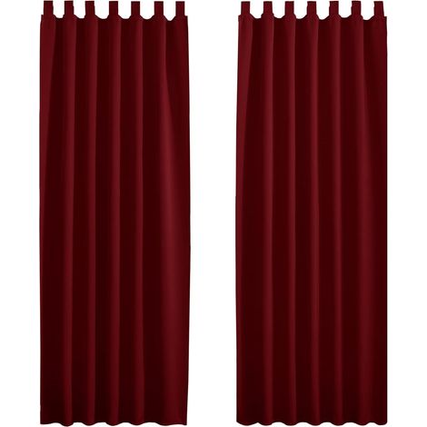 Blackout Curtains - Red, Living Room Window Decoration, Light Blocking, UV Protection, Opaque, for Home, Bedroom, Door, Energy Saving, W 140 x H 220 cm, 2 Pieces - Red - 2 x W 140 x H 220 cm