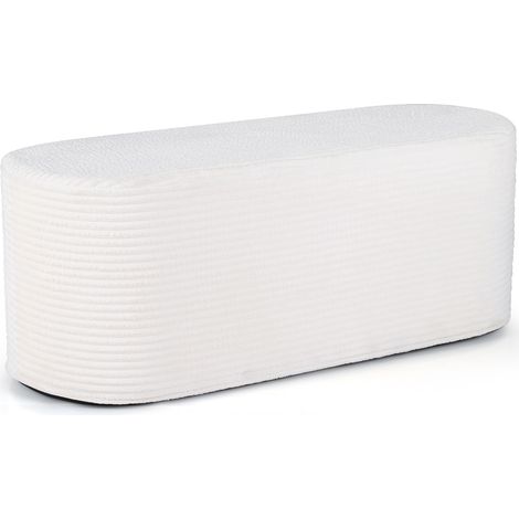 Banc Ottoman Rembourré 120CM, Banquette Moderne de Bout de Lit avec Tissu en Velours Côtelé et Éponge Haute Densité, Entrée, Salon, Chambre, Beige (1/5)
