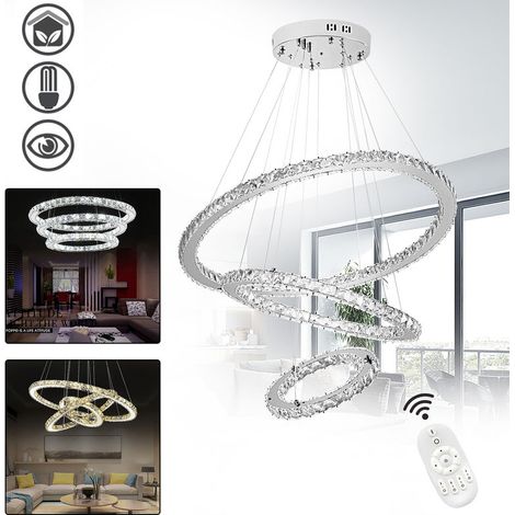 Suspension 72W Dimmable Lustre de Cristal LED Suspension LED Luminaire de Salle à manger Eclairage de plafond HENGMEI