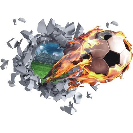 Stickers Muraux Football Deco Chambre Ado,3D Autocollant Mural Football Sport Poster pour Salon Chambre Garçon Couloir Crèche Mural (1/5)