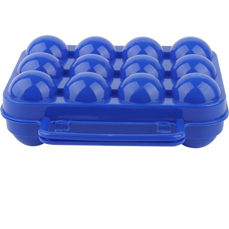 Doppelseitige Eieraufbewahrungsbox aus Kunststoff mit Griff für 12 Eier (Blau)