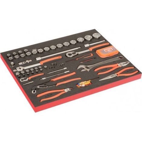 BAHCO - module 3/3 marquage laser, douilles 1/4" & 1/2", pinces & jeu d'embouts - 91 pc