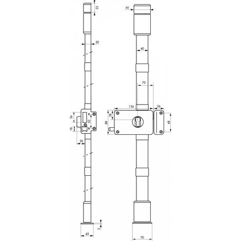 Cassa serratura HORGA, bianca, a tirante, 140 x 88 mm, destra – THIRARD (1/2)