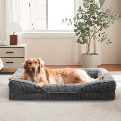 Panier Chien Grande Taille XL, Lit Chien Orthopédique, 107x81x19cm (1/5)