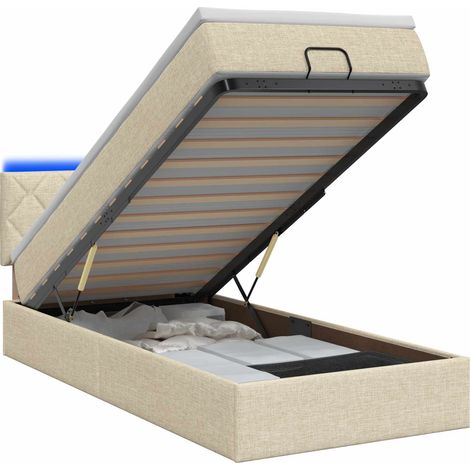 Maison Exclusive - Letto Ottomano con Materasso e LED Crema 100 x 200 cm Tessuto (1/5)