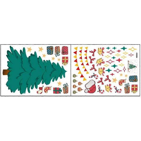 Décoration murale sapin de Noël, compatible miroirs, couleurs assorties, PVC, pour décoration restaurants (2 pièces) (1/5)